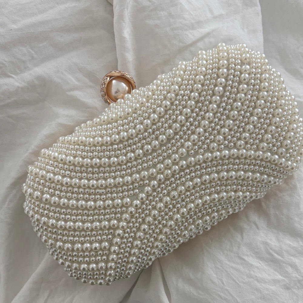 Elegant Pearl-Embellished Clutch